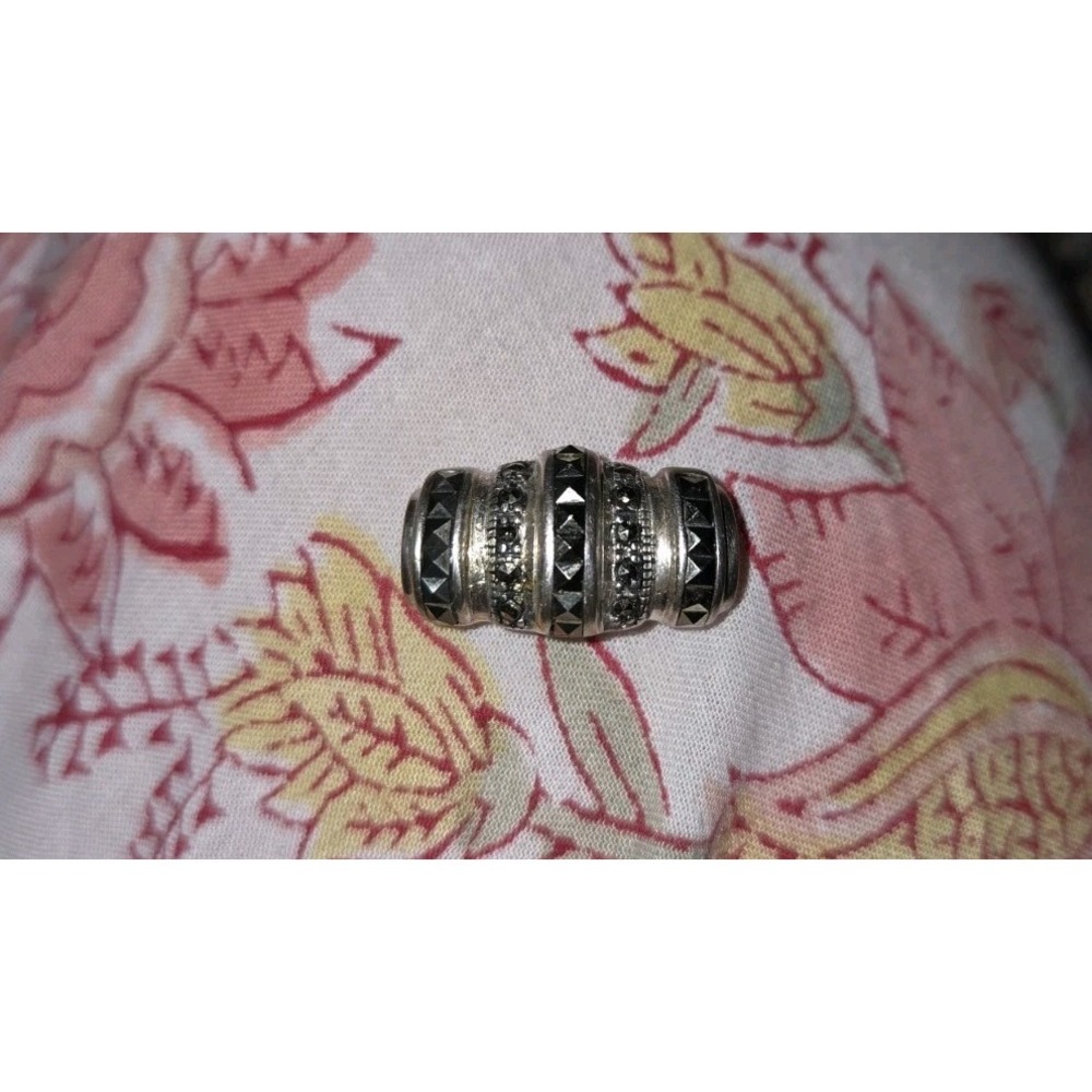 Sterling Silver And Marcasite Slider Pendant. Heavy. Statement Piece